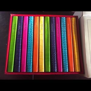 Pottery Barn NWT  monthly leather journals books in leather case